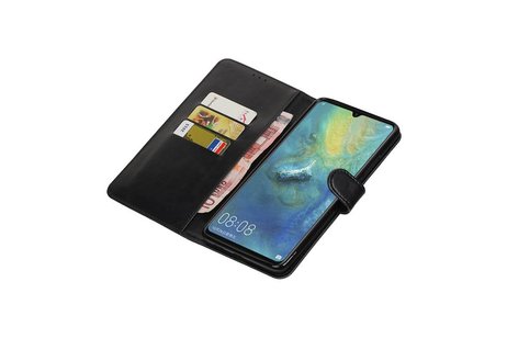 Zakelijke Book Case Telefoonhoesje Geschikt voor de Huawei Mate 20 X - Portemonnee Hoesje - Pasjeshouder Wallet Case - Zwart