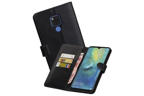 BAOHU Zakelijke Book Case Telefoonhoesje Geschikt voor de Huawei Mate 20 X - Portemonnee Hoesje - Pasjeshouder Wallet Case - Zwart