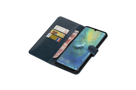 BAOHU Zakelijke Book Case Telefoonhoesje Geschikt voor de Huawei Mate 20 X - Portemonnee Hoesje - Pasjeshouder Wallet Case - Blauw
