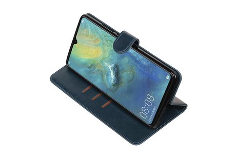 BAOHU Zakelijke Book Case Telefoonhoesje Geschikt voor de Huawei Mate 20 X - Portemonnee Hoesje - Pasjeshouder Wallet Case - Blauw