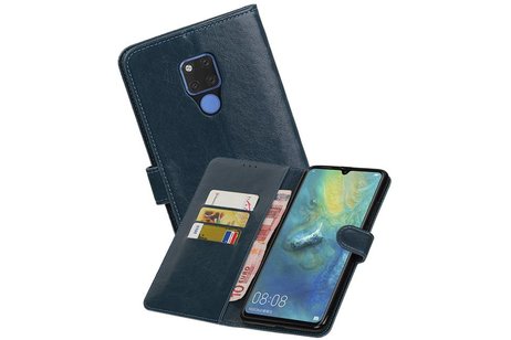 BAOHU Zakelijke Book Case Telefoonhoesje Geschikt voor de Huawei Mate 20 X - Portemonnee Hoesje - Pasjeshouder Wallet Case - Blauw