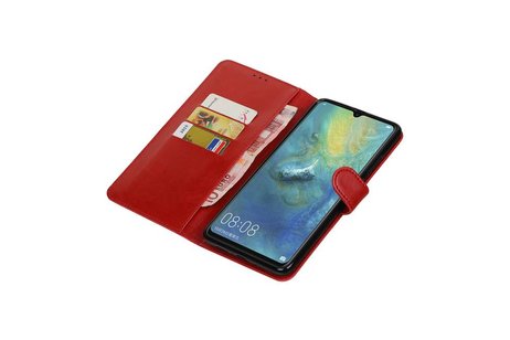 BAOHU Zakelijke Book Case Telefoonhoesje Geschikt voor de Huawei Mate 20 X - Portemonnee Hoesje - Pasjeshouder Wallet Case - Rood