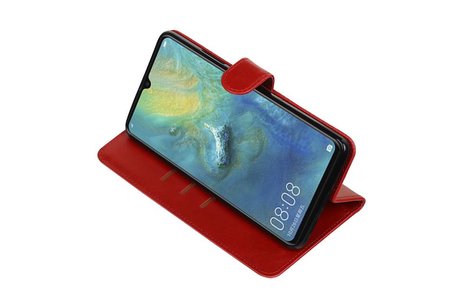 BAOHU Zakelijke Book Case Telefoonhoesje Geschikt voor de Huawei Mate 20 X - Portemonnee Hoesje - Pasjeshouder Wallet Case - Rood