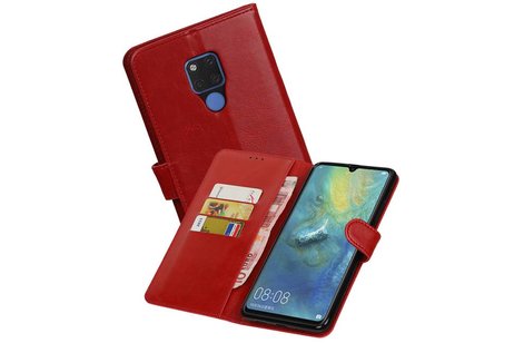 BAOHU Zakelijke Book Case Telefoonhoesje Geschikt voor de Huawei Mate 20 X - Portemonnee Hoesje - Pasjeshouder Wallet Case - Rood