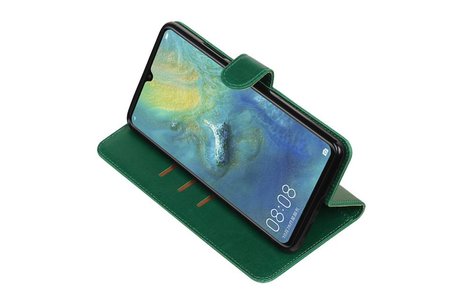BAOHU Zakelijke Book Case Telefoonhoesje Geschikt voor de Huawei Mate 20 X - Portemonnee Hoesje - Pasjeshouder Wallet Case - Groen