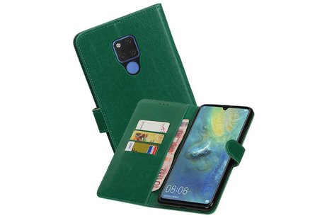 BAOHU Zakelijke Book Case Telefoonhoesje Geschikt voor de Huawei Mate 20 X - Portemonnee Hoesje - Pasjeshouder Wallet Case - Groen