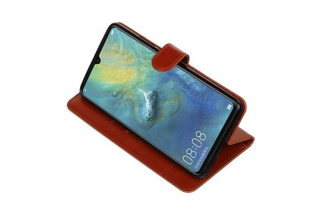 BAOHU Zakelijke Book Case Telefoonhoesje Geschikt voor de Huawei Mate 20 X - Portemonnee Hoesje - Pasjeshouder Wallet Case - Bruin