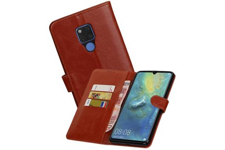 BAOHU Zakelijke Book Case Telefoonhoesje Geschikt voor de Huawei Mate 20 X - Portemonnee Hoesje - Pasjeshouder Wallet Case - Bruin