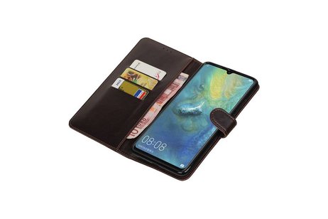 BAOHU Zakelijke Book Case Telefoonhoesje Geschikt voor de Huawei Mate 20 X - Portemonnee Hoesje - Pasjeshouder Wallet Case - Mocca