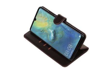 BAOHU Zakelijke Book Case Telefoonhoesje Geschikt voor de Huawei Mate 20 X - Portemonnee Hoesje - Pasjeshouder Wallet Case - Mocca