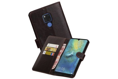 BAOHU Zakelijke Book Case Telefoonhoesje Geschikt voor de Huawei Mate 20 X - Portemonnee Hoesje - Pasjeshouder Wallet Case - Mocca