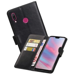 BAOHU Zakelijke Book Case Telefoonhoesje Geschikt voor de Huawei Y9 2019 - Portemonnee Hoesje - Pasjeshouder Wallet Case - Zwart