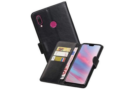 BAOHU Zakelijke Book Case Telefoonhoesje Geschikt voor de Huawei Y9 2019 - Portemonnee Hoesje - Pasjeshouder Wallet Case - Zwart