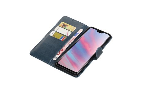 BAOHU Zakelijke Book Case Telefoonhoesje Geschikt voor de Huawei Y9 2019 - Portemonnee Hoesje - Pasjeshouder Wallet Case - Blauw