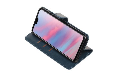 BAOHU Zakelijke Book Case Telefoonhoesje Geschikt voor de Huawei Y9 2019 - Portemonnee Hoesje - Pasjeshouder Wallet Case - Blauw
