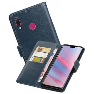 BAOHU Zakelijke Book Case Telefoonhoesje Geschikt voor de Huawei Y9 2019 - Portemonnee Hoesje - Pasjeshouder Wallet Case - Blauw