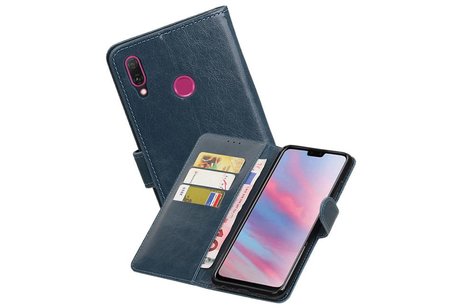 BAOHU Zakelijke Book Case Telefoonhoesje Geschikt voor de Huawei Y9 2019 - Portemonnee Hoesje - Pasjeshouder Wallet Case - Blauw