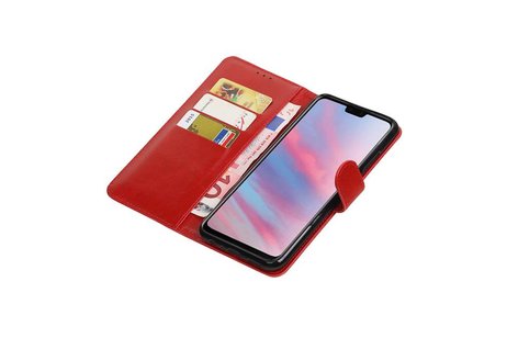 BAOHU Zakelijke Book Case Telefoonhoesje Geschikt voor de Huawei Y9 2019 - Portemonnee Hoesje - Pasjeshouder Wallet Case - Rood