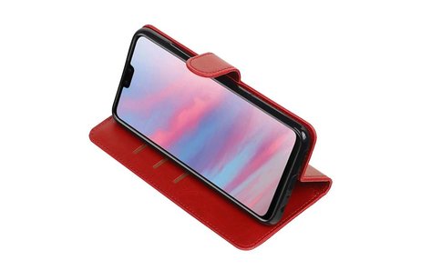 BAOHU Zakelijke Book Case Telefoonhoesje Geschikt voor de Huawei Y9 2019 - Portemonnee Hoesje - Pasjeshouder Wallet Case - Rood