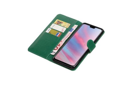 BAOHU Zakelijke Book Case Telefoonhoesje Geschikt voor de Huawei Y9 2019 - Portemonnee Hoesje - Pasjeshouder Wallet Case - Groen