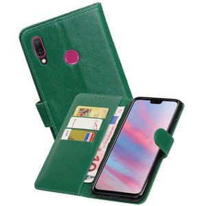 BAOHU Zakelijke Book Case Telefoonhoesje Geschikt voor de Huawei Y9 2019 - Portemonnee Hoesje - Pasjeshouder Wallet Case - Groen