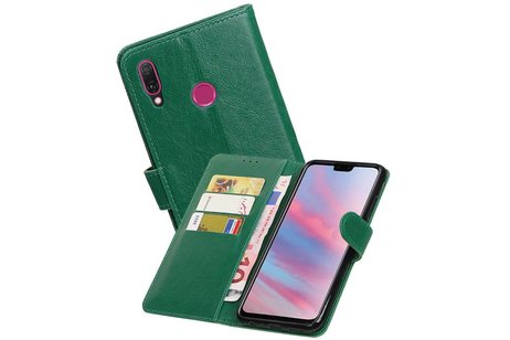 BAOHU Zakelijke Book Case Telefoonhoesje Geschikt voor de Huawei Y9 2019 - Portemonnee Hoesje - Pasjeshouder Wallet Case - Groen