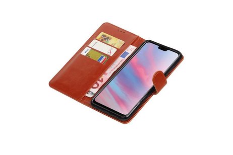 BAOHU Zakelijke Book Case Telefoonhoesje Geschikt voor de Huawei Y9 2019 - Portemonnee Hoesje - Pasjeshouder Wallet Case - Bruin