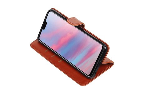 BAOHU Zakelijke Book Case Telefoonhoesje Geschikt voor de Huawei Y9 2019 - Portemonnee Hoesje - Pasjeshouder Wallet Case - Bruin