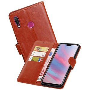 BAOHU Zakelijke Book Case Telefoonhoesje Geschikt voor de Huawei Y9 2019 - Portemonnee Hoesje - Pasjeshouder Wallet Case - Bruin