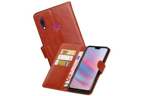 BAOHU Zakelijke Book Case Telefoonhoesje Geschikt voor de Huawei Y9 2019 - Portemonnee Hoesje - Pasjeshouder Wallet Case - Bruin