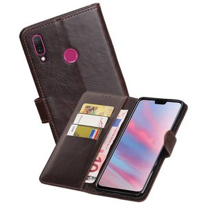 Zakelijke Book Case Telefoonhoesje Geschikt voor de Huawei Y9 2019 - Portemonnee Hoesje - Pasjeshouder Wallet Case - Mocca