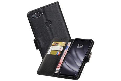BAOHU Zakelijke Book Case Telefoonhoesje - Portemonnee Hoesje - Pasjeshouder Wallet Case - Geschikt voor XiaoMi Mi 8 Lite - Zwart