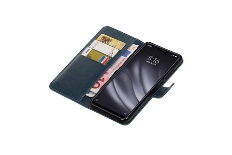 BAOHU Zakelijke Book Case Telefoonhoesje - Portemonnee Hoesje - Pasjeshouder Wallet Case - Geschikt voor XiaoMi Mi 8 Lite - Blauw