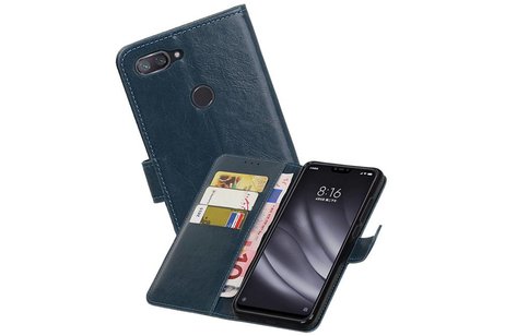 BAOHU Zakelijke Book Case Telefoonhoesje - Portemonnee Hoesje - Pasjeshouder Wallet Case - Geschikt voor XiaoMi Mi 8 Lite - Blauw