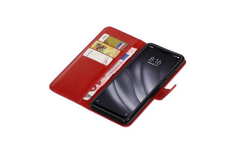 BAOHU Zakelijke Book Case Telefoonhoesje - Portemonnee Hoesje - Pasjeshouder Wallet Case - Geschikt voor XiaoMi Mi 8 Lite - Rood