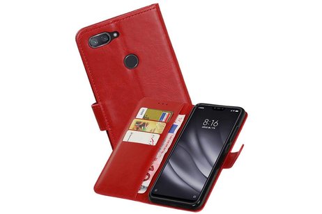 Zakelijke Bookstyle Hoesje voor XiaoMi Mi 8 Lite Rood