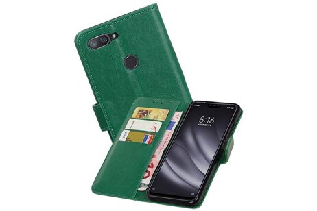 BAOHU Zakelijke Book Case Telefoonhoesje - Portemonnee Hoesje - Pasjeshouder Wallet Case - Geschikt voor XiaoMi Mi 8 Lite - Groen