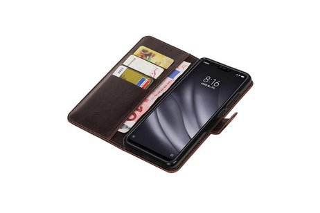 BAOHU Zakelijke Book Case Telefoonhoesje - Portemonnee Hoesje - Pasjeshouder Wallet Case - Geschikt voor XiaoMi Mi 8 Lite - Mocca