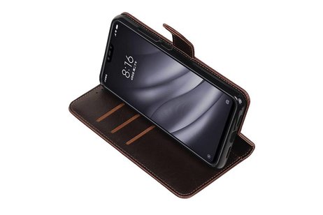 BAOHU Zakelijke Book Case Telefoonhoesje - Portemonnee Hoesje - Pasjeshouder Wallet Case - Geschikt voor XiaoMi Mi 8 Lite - Mocca