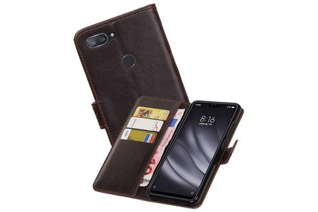 BAOHU Zakelijke Book Case Telefoonhoesje - Portemonnee Hoesje - Pasjeshouder Wallet Case - Geschikt voor XiaoMi Mi 8 Lite - Mocca