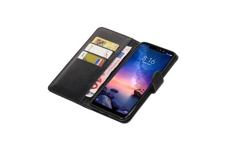BAOHU Zakelijke Book Case Telefoonhoesje Geschikt voor de XiaoMi Redmi Note 6 Pro - Portemonnee Hoesje - Pasjeshouder Wallet Case - Zwart