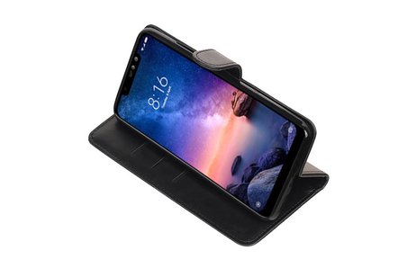 BAOHU Zakelijke Book Case Telefoonhoesje Geschikt voor de XiaoMi Redmi Note 6 Pro - Portemonnee Hoesje - Pasjeshouder Wallet Case - Zwart