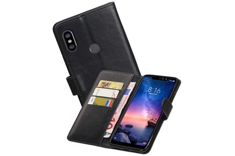 BAOHU Zakelijke Book Case Telefoonhoesje Geschikt voor de XiaoMi Redmi Note 6 Pro - Portemonnee Hoesje - Pasjeshouder Wallet Case - Zwart