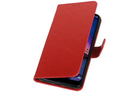 BAOHU Zakelijke Book Case Telefoonhoesje Geschikt voor de XiaoMi Redmi Note 6 Pro - Portemonnee Hoesje - Pasjeshouder Wallet Case - Rood