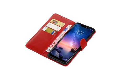 BAOHU Zakelijke Book Case Telefoonhoesje Geschikt voor de XiaoMi Redmi Note 6 Pro - Portemonnee Hoesje - Pasjeshouder Wallet Case - Rood