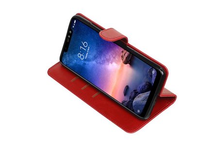 BAOHU Zakelijke Book Case Telefoonhoesje Geschikt voor de XiaoMi Redmi Note 6 Pro - Portemonnee Hoesje - Pasjeshouder Wallet Case - Rood