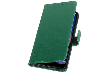 BAOHU Zakelijke Book Case Telefoonhoesje Geschikt voor de XiaoMi Redmi Note 6 Pro - Portemonnee Hoesje - Pasjeshouder Wallet Case - Groen