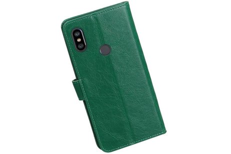 BAOHU Zakelijke Book Case Telefoonhoesje Geschikt voor de XiaoMi Redmi Note 6 Pro - Portemonnee Hoesje - Pasjeshouder Wallet Case - Groen