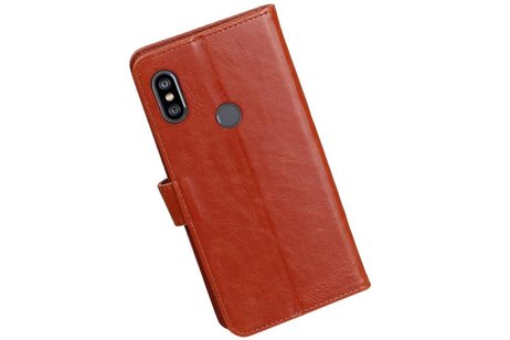 BAOHU Zakelijke Book Case Telefoonhoesje Geschikt voor de XiaoMi Redmi Note 6 Pro - Portemonnee Hoesje - Pasjeshouder Wallet Case - Bruin