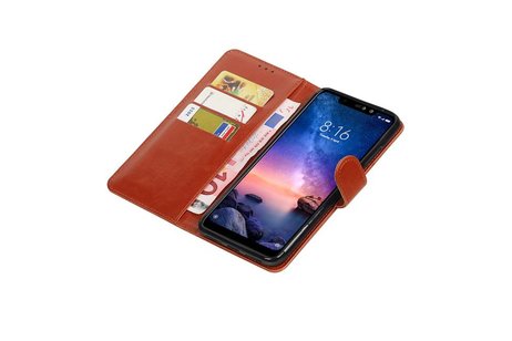 Zakelijke Bookstyle Hoesje voor XiaoMi Redmi Note 6 Pro Bruin